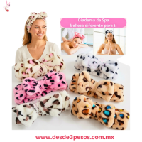 Banda para cabello, tipo diadema de spa con diseño afelpado y estampado de leopardo 20 x 5 cm XH5092 Banda para cabello, tipo diadema de spa con diseño afelpado y estampado de leopardo 20 x 5 cm XH5092