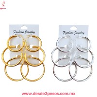 Blíster con 3 Par de Arracadas en Metal Tamaño diferente 4, 5 y 6 cm. De diámetro MC24-B67 Blíster con 3 Par de Arracadas en Metal Tamaño diferente 4, 5 y 6 cm. De diámetro MC24-B67