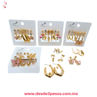 Blister con 6 Pares de Aretes tipo Oro laminado en varios modelos MC26-C11 Blister con 6 Pares de Aretes tipo Oro laminado en varios modelos MC26-C11