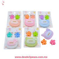 Blíster de Mini Pico de garza decorado de oso y 2 Minipinzas 6 x 5 x 3.5cm en colores 26A-67 Blíster de Mini Pico de garza decorado de oso y 2 Minipinzas 6 x 5 x 3.5cm en colores 26A-67