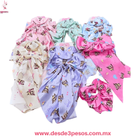 Blister de Moño Coquete pico de garza con Dona tela diseño de Labubu 5B-99 Blister de Moño Coquete pico de garza con Dona tela diseño de Labubu 5B-99