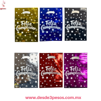 Bolsa de Aluminio Decorado con FELIZ CUMPLEAÑOS 30 X 20 cm. En colores YSL-L359 Bolsa de Aluminio Decorado con FELIZ CUMPLEAÑOS 30 X 20 cm. En colores YSL-L359