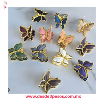 Bolsa con 12 Pinzas para Cabello Mariposa Colores Matte con Orilla Dorada 8 x 7 cm QHP-FA95 Bolsa con 12 Pinzas para Cabello Mariposa Colores Matte con Orilla Dorada 8 x 7 cm QHP-FA95