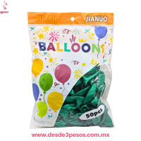 Bolsa con 50 globos BALLONS en color VERDE METALICO #8 Bolsa con 50 globos BALLONS en color VERDE METALICO #8