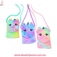 Bolsa de Peluche en forma De Unicornio 14.5 x 10.5 cm colores Arcoiris ZCY-91 Bolsa de Peluche en forma De Unicornio 14.5 x 10.5 cm colores Arcoiris ZCY-91
