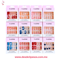 Caja con 10 Uñas Postizas YAZIMJ decoradas varios deseños # 4 6A-245 Caja con 10 Uñas Postizas YAZIMJ decoradas varios deseños # 4 6A-245