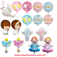 Globos Metalizados para eventos religiosos presenta diseños temáticos de bautismo, comunión y confirmación 70 X 45 cm. Aprox. Globos Metalizados para eventos religiosos presenta diseños temáticos de bautismo, comunión y confirmación 70 X 45 cm. Aprox.
