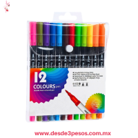 Juego de 12 Marcadores artísticos de doble punta cuenta con una punta de pincel y una punta fina de 0.4 mm 17 cm de alto 001-12 Juego de 12 Marcadores artísticos de doble punta cuenta con una punta de pincel y una punta fina de 0.4 mm 17 cm de alto 001-12