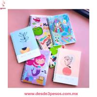 Libreta Francesa 20 hojas a rayas, espiral de plastico y pasta con figuras 13x 21cm. Libreta Francesa 20 hojas a rayas, espiral de plastico y pasta con figuras 13x 21cm.