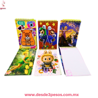 Libreta Takiy con Espiral de plastico en parte Superior 40 hojas a rayas 17 x 11cm, pasta con personajes Libreta Takiy con Espiral de plastico en parte Superior 40 hojas a rayas 17 x 11cm, pasta con personajes