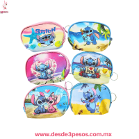 Llavero Monedero Redondo de tela decorado de Stitch en varios colores 11 x 10 cm Llavero Monedero Redondo de tela decorado de Stitch en varios colores 11 x 10 cm