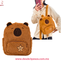 Mochila de Capibara Afelpada 2 Cierres Correa Ajustable 30 x 33 cm. 5D-32 Mochila de Capibara Afelpada 2 Cierres Correa Ajustable 30 x 33 cm. 5D-32