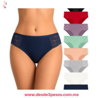 Pantaleta Tipo Bikini en Algodón Licra con Encaje a los Costados Unitalla 28 a la 32 CY124 Pantaleta Tipo Bikini en Algodón Licra con Encaje a los Costados Unitalla 28 a la 32 CY124