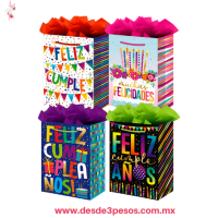 Paquete con 12 Bolsas de Regalo EXTRA GRANDE de FELIZ CUMPLEAÑOS en Papel Delgado 33 x 27 cm X-935 Paquete con 12 Bolsas de Regalo EXTRA GRANDE de FELIZ CUMPLEAÑOS en Papel Delgado 33 x 27 cm X-935