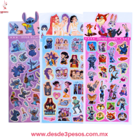 Paquete con 20 Hojas de Stickers con 24 figuras c/u 3 modelos diferentes 22 x 11 cm Paquete con 20 Hojas de Stickers con 24 figuras c/u 3 modelos diferentes 22 x 11 cm