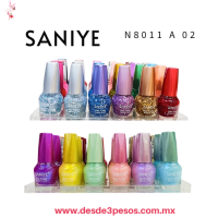 Paquete con 24 piezas de esmaltes SANIYE de 9 ml , SURTIDOS 6 con Glitter, 6 Nacarados y 12 color Mate, 8011A-02 Paquete con 24 piezas de esmaltes SANIYE de 9 ml , SURTIDOS 6 con Glitter, 6 Nacarados y 12 color Mate, 8011A-02