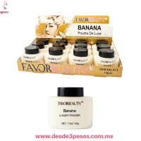 Polvo Traslucido BANANA FAVOR BEAUTY 20g. Caja con 12 pza. precio por 1 pza. A109 Polvo Traslucido BANANA FAVOR BEAUTY 20g. Caja con 12 pza. precio por 1 pza. A109