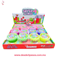 Super Slime Ice en Colores con Glitter 7.5 x 7 cm caja con 12 pza. precio por 1 pza. H-1824 Super Slime Ice en Colores con Glitter 7.5 x 7 cm caja con 12 pza. precio por 1 pza. H-1824