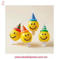 Vela decorada con caritas animadas 4 cm en color como en foto Vela decorada con caritas animadas 4 cm en color como en foto