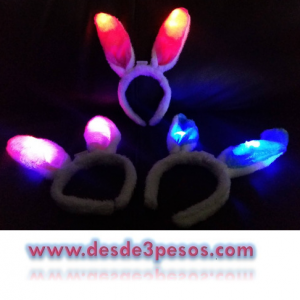 Diadema Destellante de peluche de Orejas Conejo con Luz 30 x 7cm. Pilas incluidas 